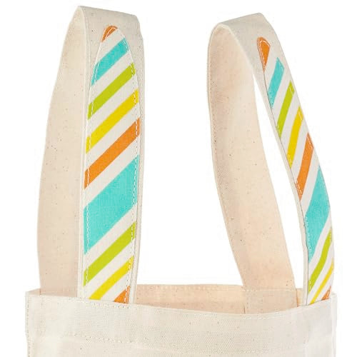 Hallmark 9" Canvas Tote Bag (Teddy Bear Face) Reusable Gift Bag for Baby Showers, Birthdays, Kids