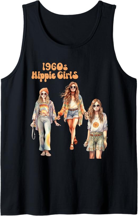 Hippie Girls 1960s and 1970s Tank Top