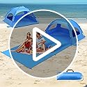 Beach Tent Sun Shelter with Extended Sand Mat 114×82inch，UPF 50+ Protection, 3 Double-Layer Windows for Enhanced Privacy; ...