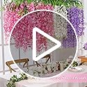 Waipfaru 12 Pack Hanging Wisteria Flowers, 3.6 Feet Light Pink Artificial Flowers, Fake Wisteria Vines for Bedroom Wedding...