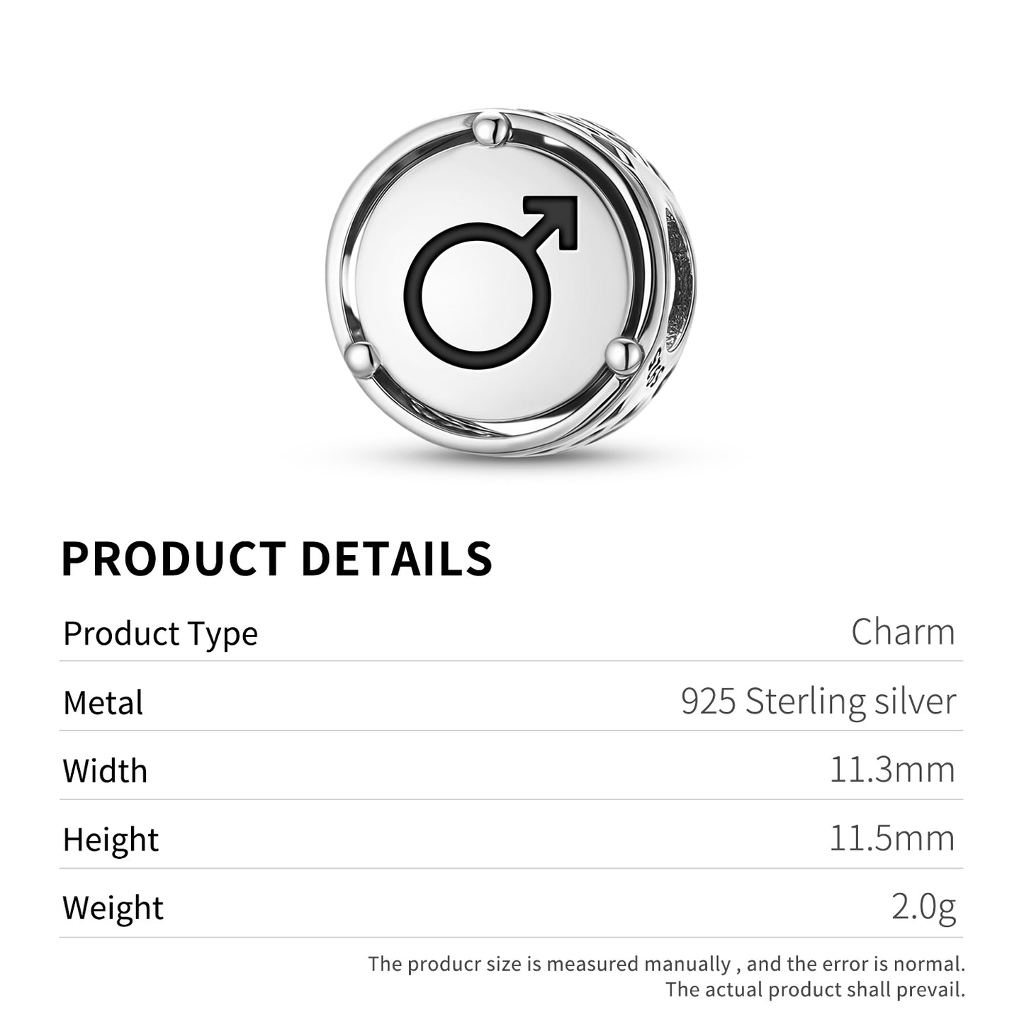 925 Sterling Silver Astrology Mars Charms For Bracelets & Necklaces Pendants Beads Jewelry Fit Pan Bracelet Bible Verse Charm Prayer Faith Religious Gifts For Women