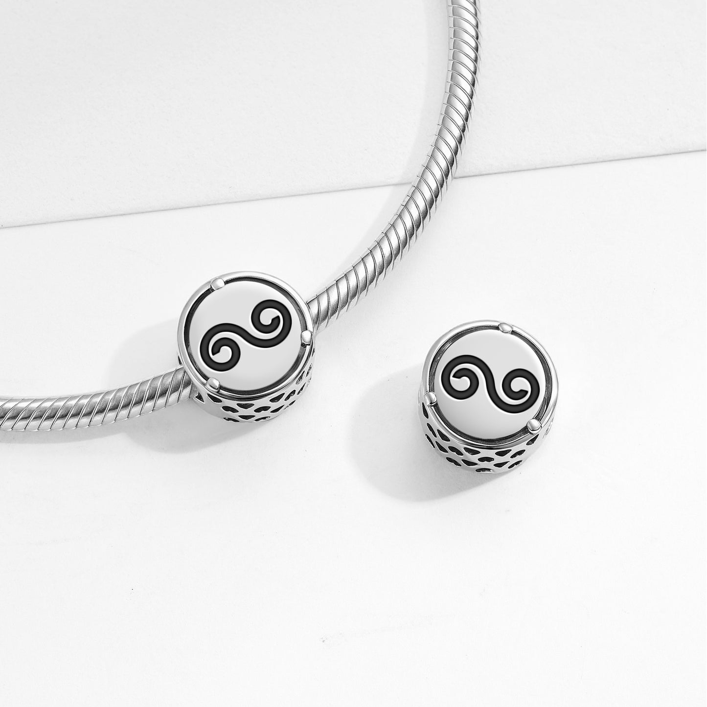 925 Sterling Silver Celtic Double Spiral Charms For Bracelets & Necklaces Pendants Beads Jewelry Fit Pan Bracelet Bible Verse Charm Prayer Faith Religious Gifts For Women