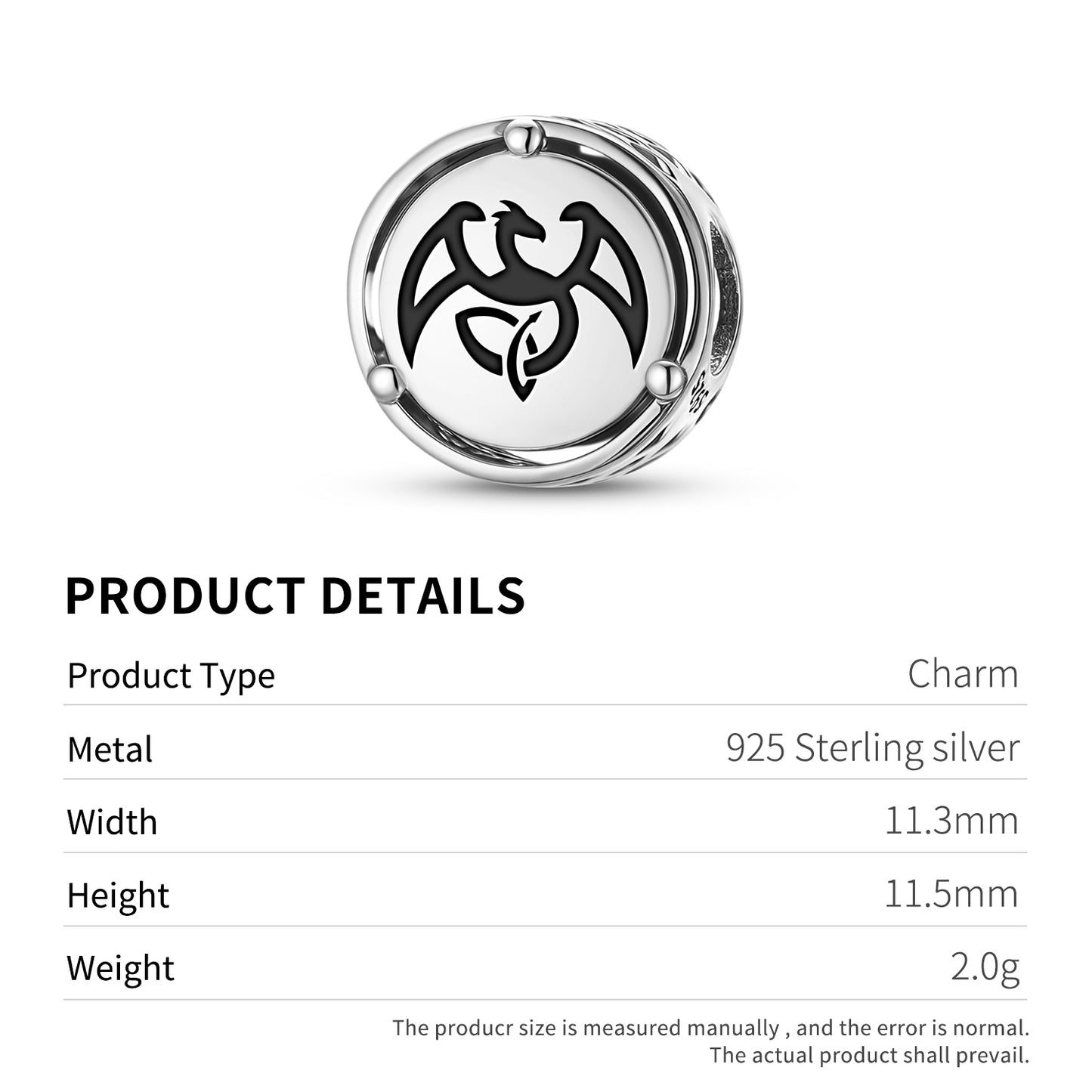 925 Sterling Silver Celtic The Dragon Charms For Bracelets & Necklaces Pendants Beads Jewelry Fit Pan Bracelet Bible Verse Charm Prayer Faith Religious Gifts For Women