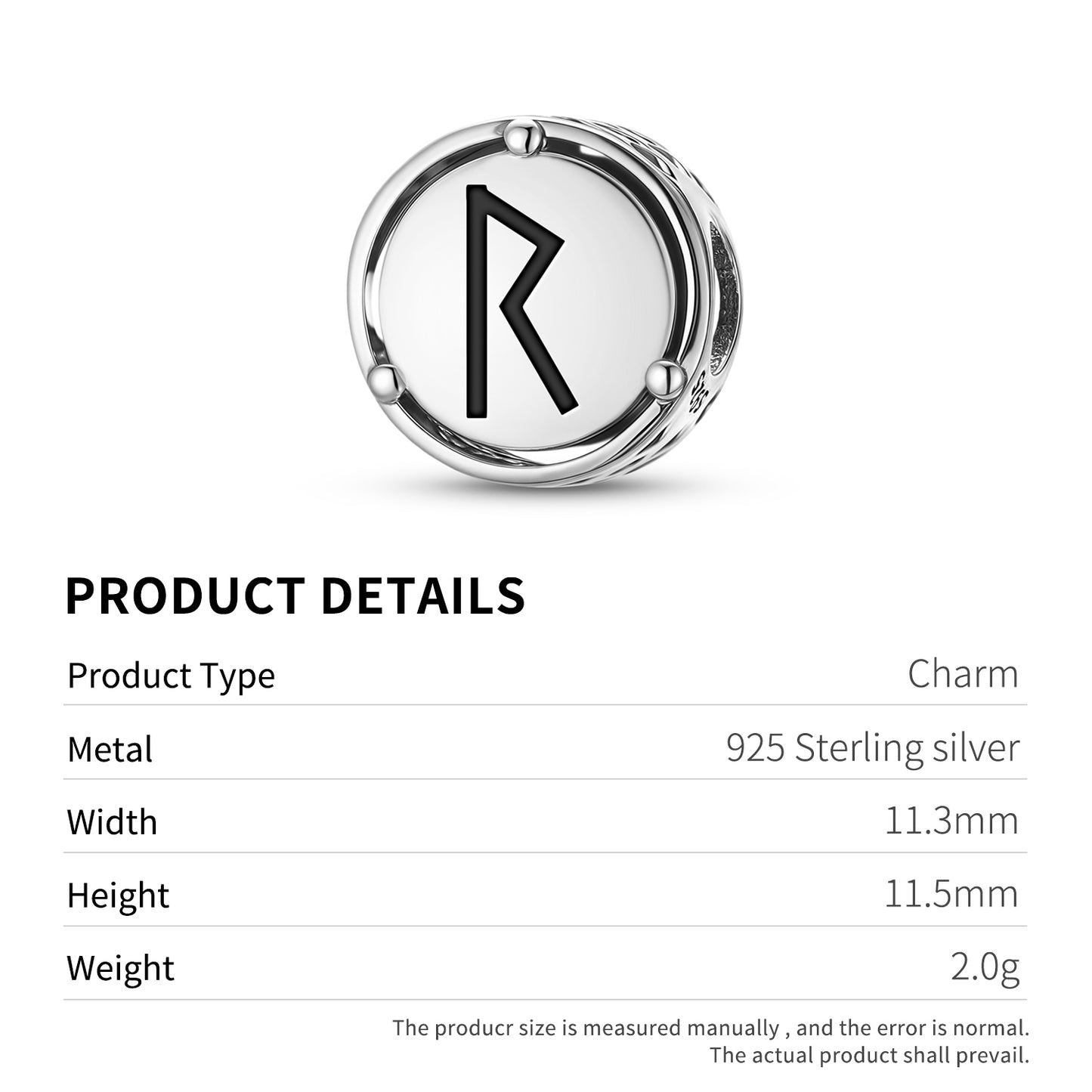 925 Sterling Silver Norse Runes Raidho Charms For Bracelets & Necklaces Pendants Beads Jewelry Fit Pan Bracelet Bible Verse Charm Prayer Faith Religious Gifts For Women
