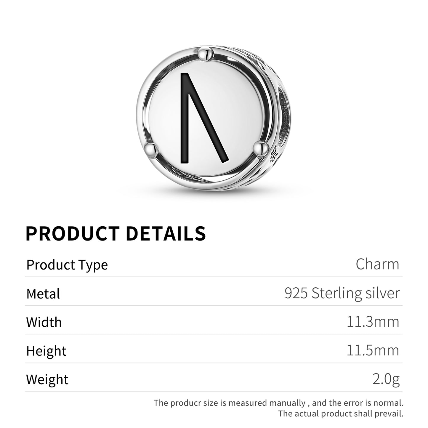 925 Sterling Silver Norse Runes Uruz Charms For Bracelets & Necklaces Pendants Beads Jewelry Fit Pan Bracelet Bible Verse Charm Prayer Faith Religious Gifts For Women