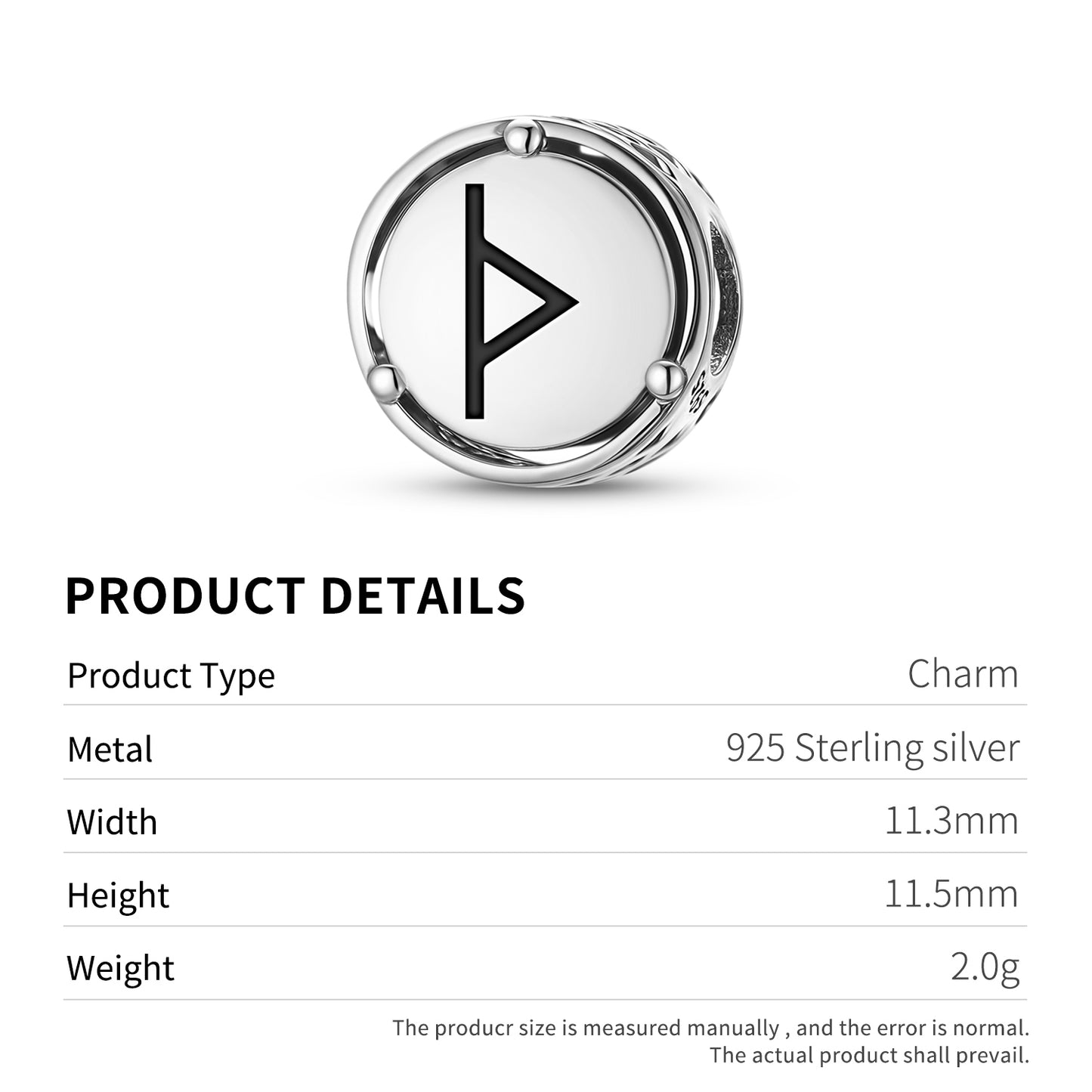 925 Sterling Silver Norse Runes Thurisaz Charms For Bracelets & Necklaces Pendants Beads Jewelry Fit Pan Bracelet Bible Verse Charm Prayer Faith Religious Gifts For Women