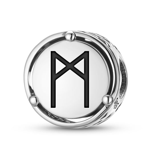 925 Sterling Silver Norse Runes Mannaz Charms For Bracelets & Necklaces Pendants Beads Jewelry Fit Pan Bracelet Bible Verse Charm Prayer Faith Religious Gifts For Women