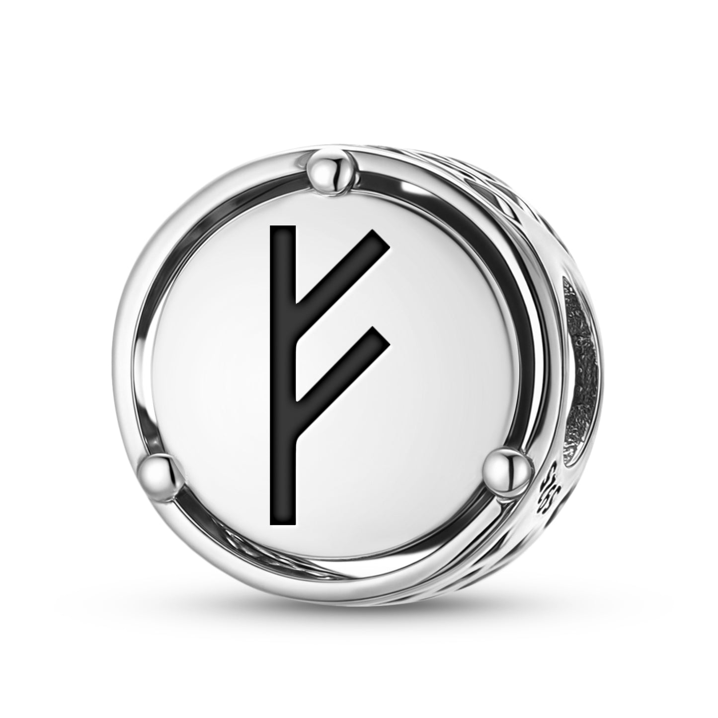925 Sterling Silver Norse Runes Fehu Charms For Bracelets & Necklaces Pendants Beads Jewelry Fit Pan Bracelet Bible Verse Charm Prayer Faith Religious Gifts For Women