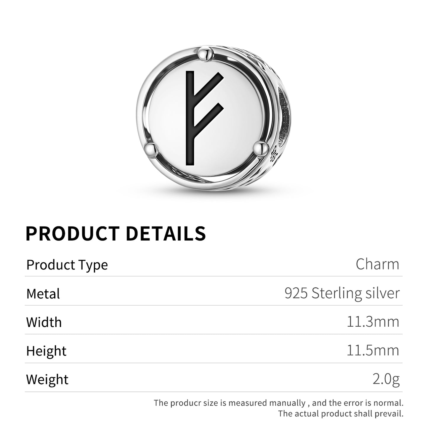 925 Sterling Silver Norse Runes Fehu Charms For Bracelets & Necklaces Pendants Beads Jewelry Fit Pan Bracelet Bible Verse Charm Prayer Faith Religious Gifts For Women