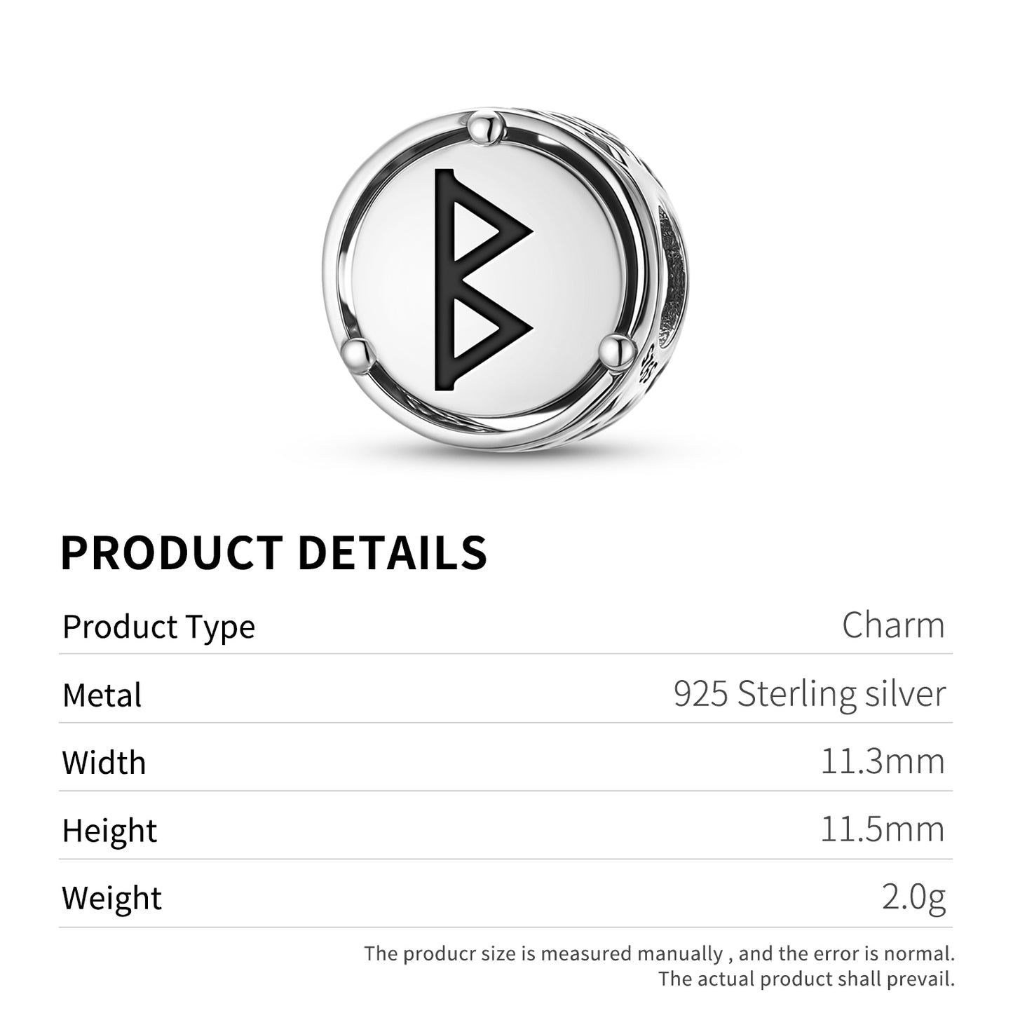 925 Sterling Silver Norse Runes Berkanan Charms For Bracelets & Necklaces Pendants Beads Jewelry Fit Pan Bracelet Bible Verse Charm Prayer Faith Religious Gifts For Women