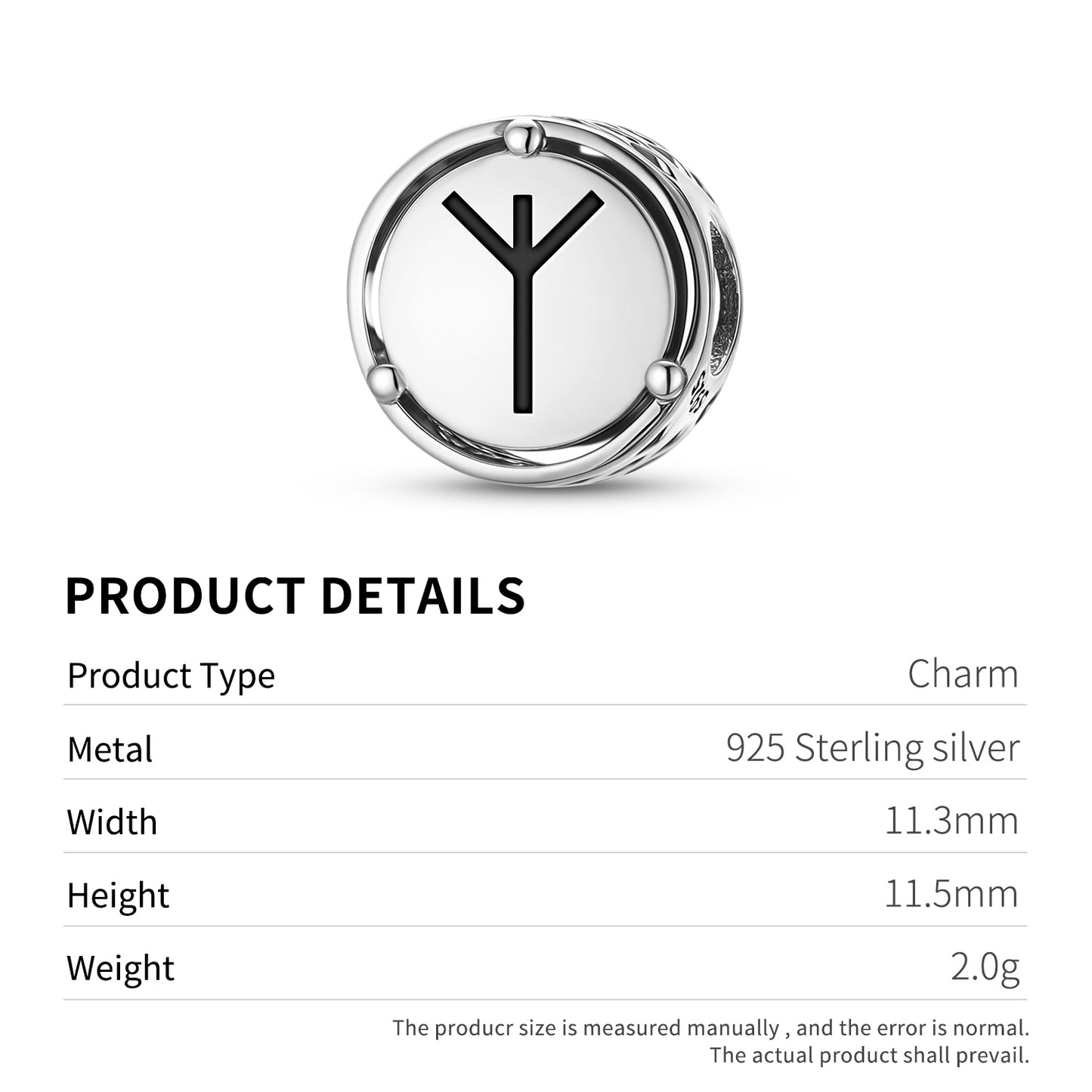 925 Sterling Silver Norse Runes Algiz Charms For Bracelets & Necklaces Pendants Beads Jewelry Fit Pan Bracelet Bible Verse Charm Prayer Faith Religious Gifts For Women