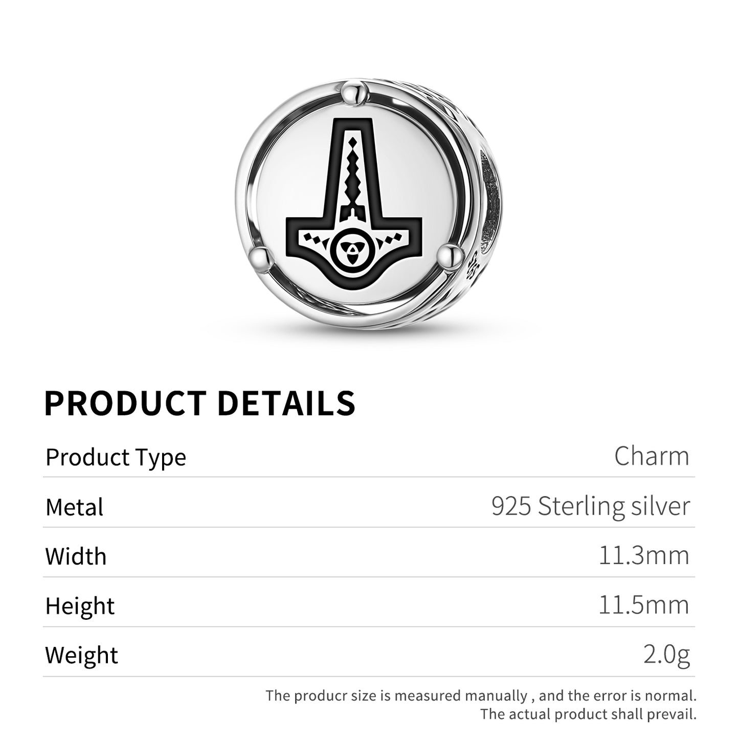 925 Sterling Silver Norse Mjolnir Charms For Bracelets & Necklaces Pendants Beads Jewelry Fit Pan Bracelet Bible Verse Charm Prayer Faith Religious Gifts For Women