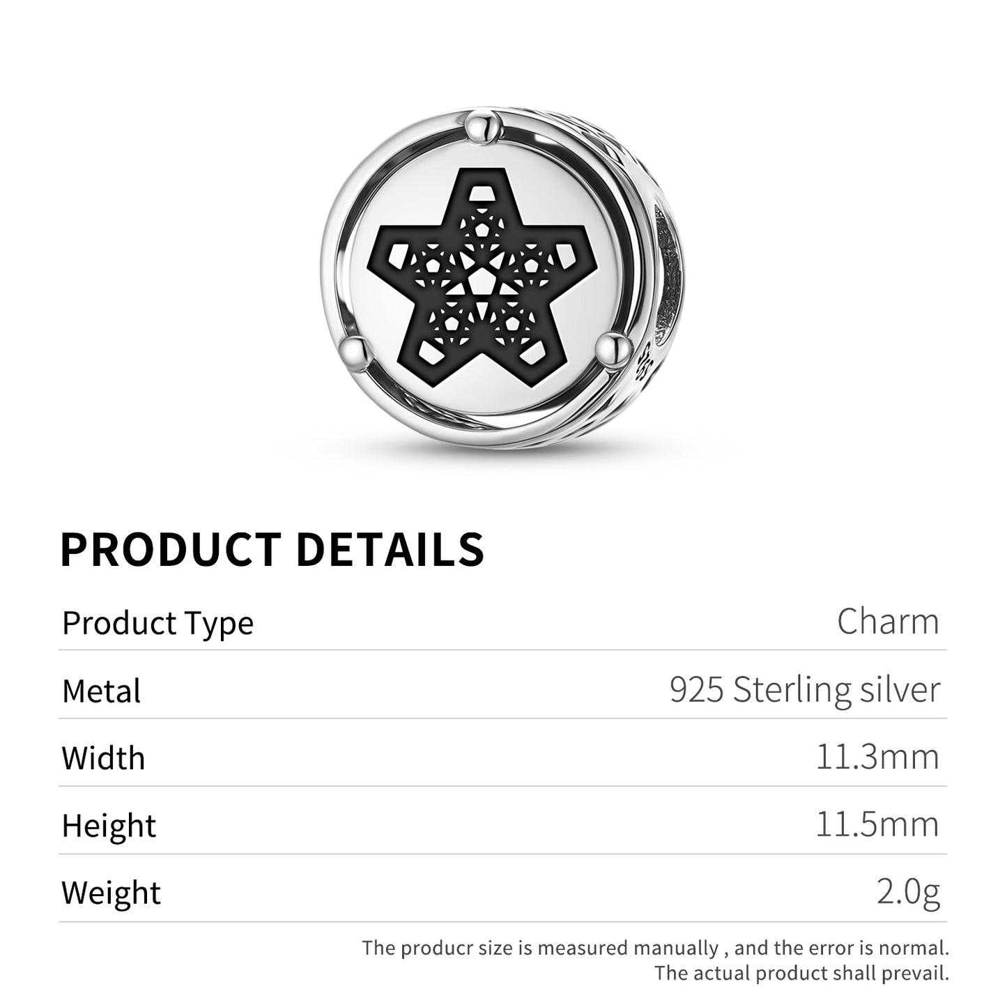 925 Sterling Silver Sacred Geometry Pointed Star Golden Ratio Charms For Bracelets & Necklaces Pendants Beads Jewelry Fit Pan Bracelet Bible Verse Charm Gifts For Women