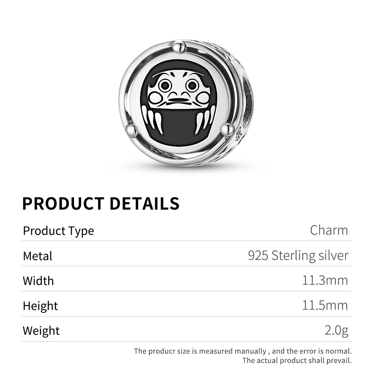 925 Sterling Silver Daruma Symbol Charms For Bracelets & Necklaces Pendants Beads Jewelry Fit Pan Bracelet Bible Verse Charm Prayer Faith Religious Gifts For Women