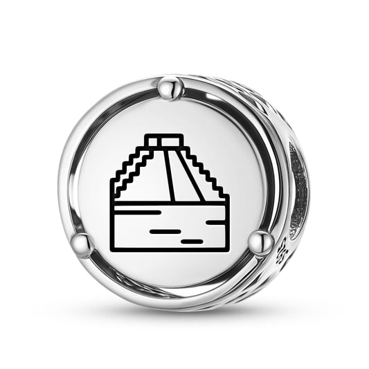 925 Sterling Silver Mayan Castillo Charms For Bracelets & Necklaces Pendants Beads Jewelry Fit Pan Bracelet Charm Ethnic Cultural Symbols Gifts For Women