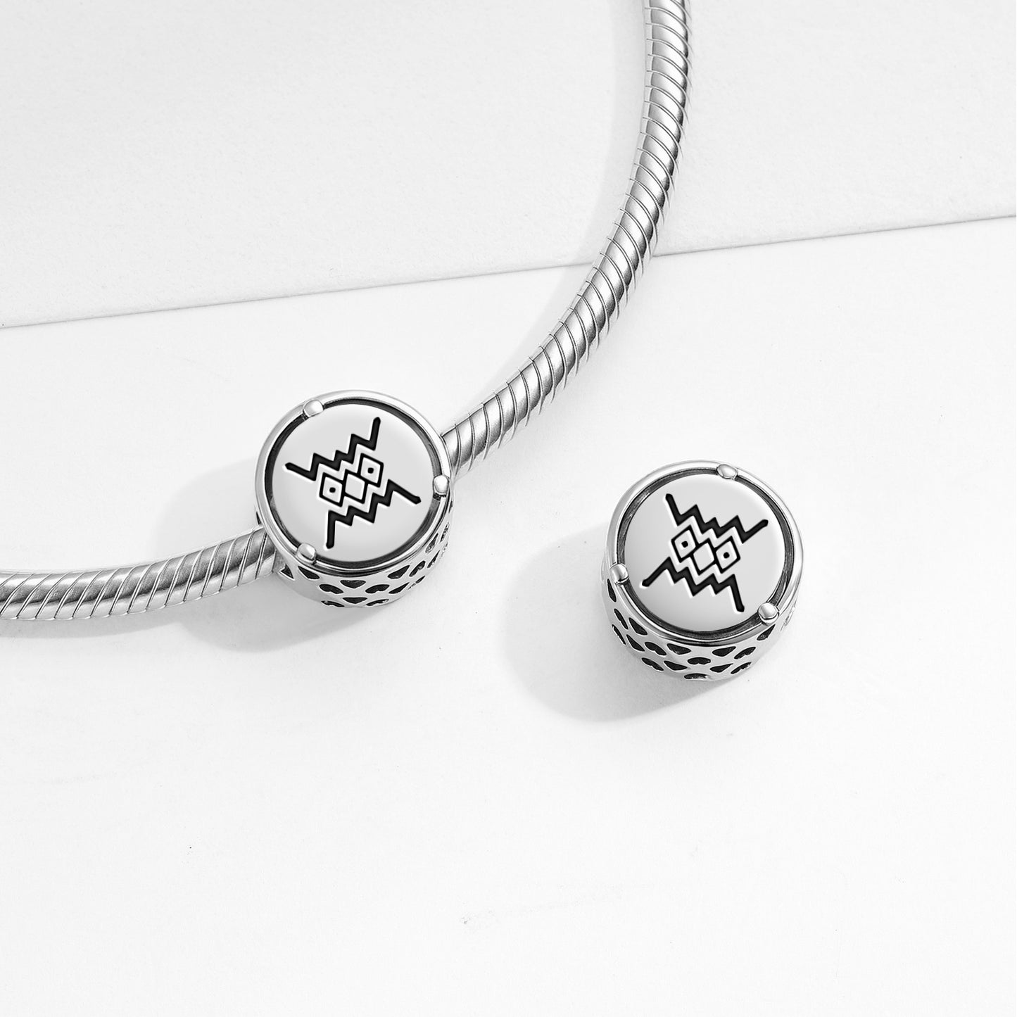 925 Sterling Silver Mapuche Nge-Nge Charms For Bracelets & Necklaces Pendants Beads Jewelry Fit Pan Bracelet Charm Ethnic Cultural Symbols Gifts For Women