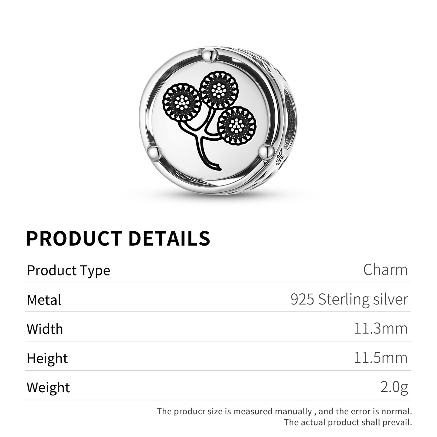 925 Sterling Silver Flowers Tansy Charms For Bracelets & Necklaces Pendants Beads Jewelry Fit Pan Bracelet Charm Ethnic Cultural Symbols Gifts For Women
