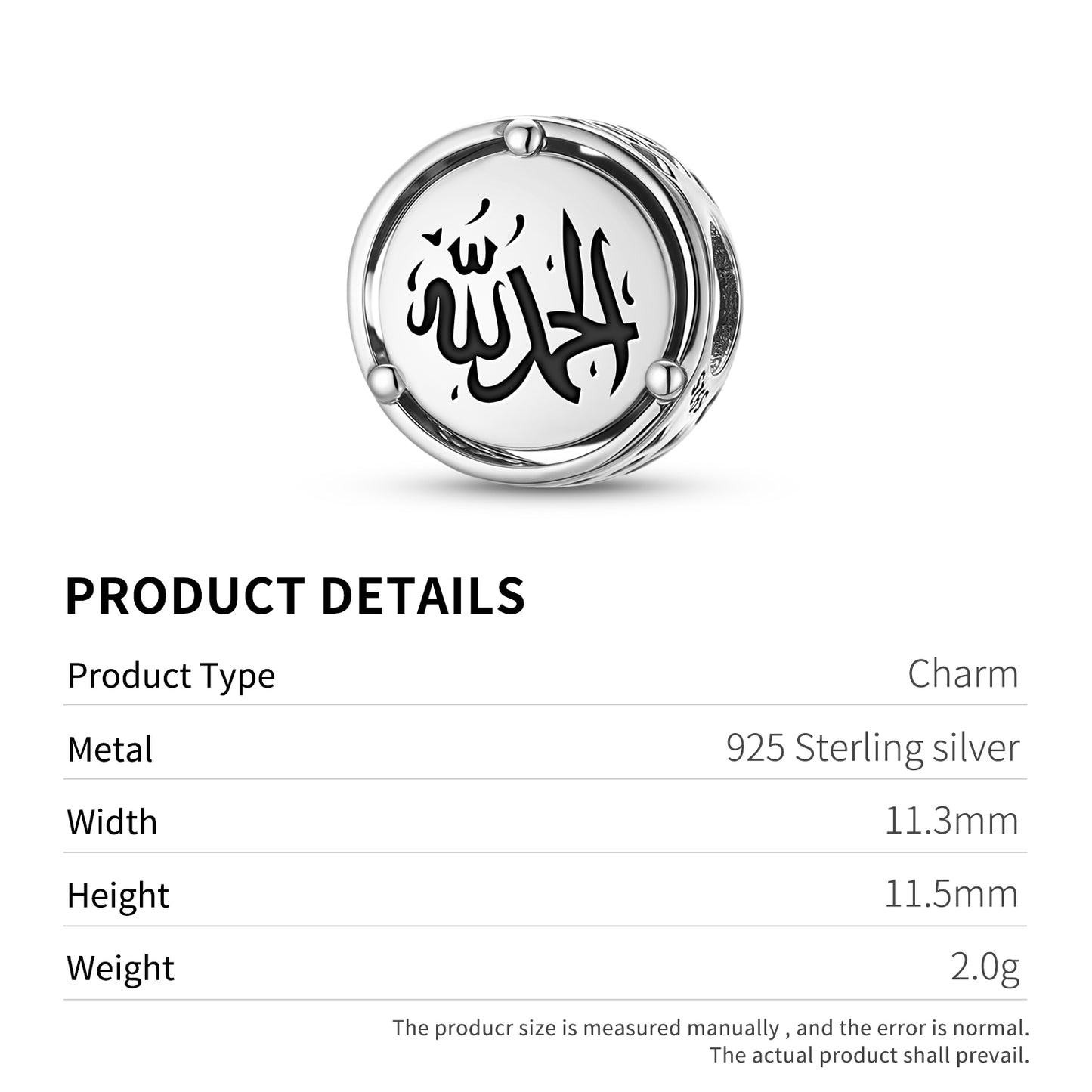 925 Sterling Silver Islam Alhamdulillah Charms For Bracelets & Necklaces Pendants Beads Jewelry Fit Pan Bracelet Charm Ethnic Cultural Symbols Gifts For Women