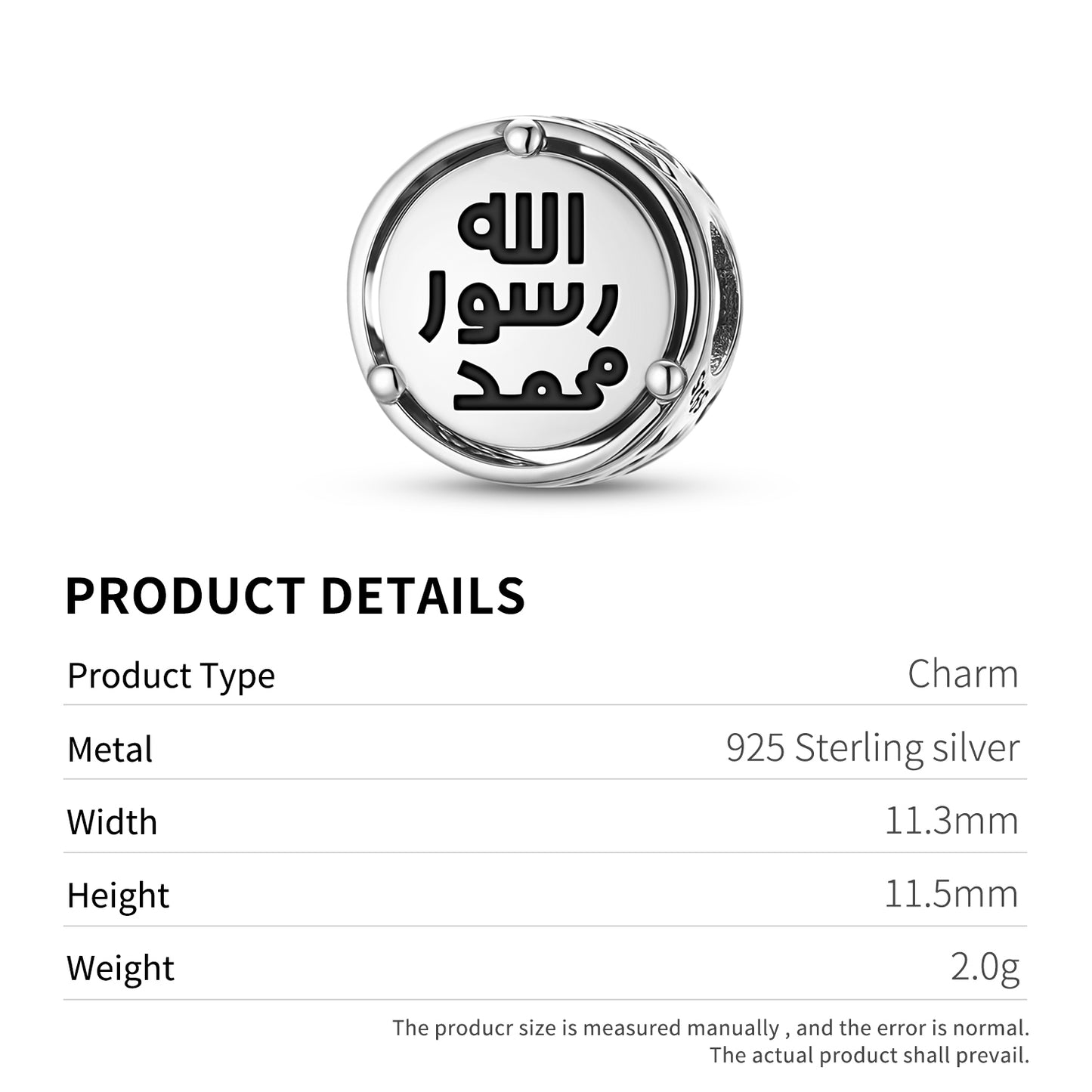 925 Sterling Silver Islam Seal Of Prophet Muhammad Charms For Bracelets & Necklaces Pendants Beads Jewelry Fit Pan Bracelet Charm Ethnic Cultural Symbols Gifts For Women