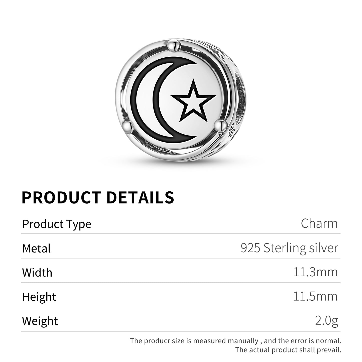 925 Sterling Silver Islam Star And Crescent Charms For Bracelets & Necklaces Pendants Beads Jewelry Fit Pan Bracelet Charm Ethnic Cultural Symbols Gifts For Women