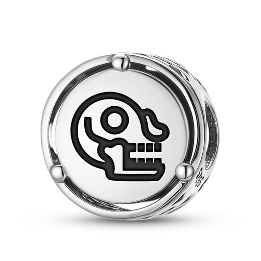 925 Sterling Silver Aztec Miquiztli Charms For Bracelets & Necklaces Pendants Beads Jewelry Fit Pan Bracelet Charm Ethnic Cultural Symbols Gifts For Women