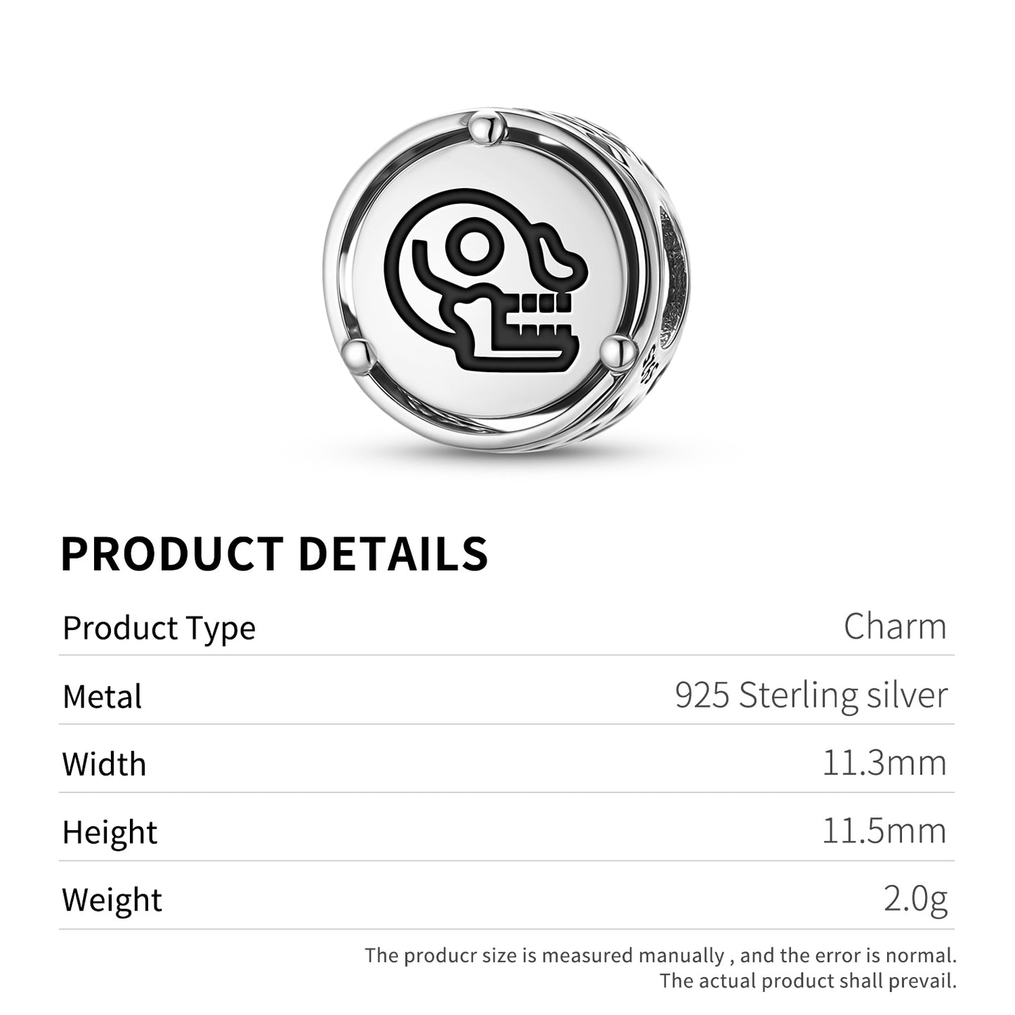 925 Sterling Silver Aztec Miquiztli Charms For Bracelets & Necklaces Pendants Beads Jewelry Fit Pan Bracelet Charm Ethnic Cultural Symbols Gifts For Women