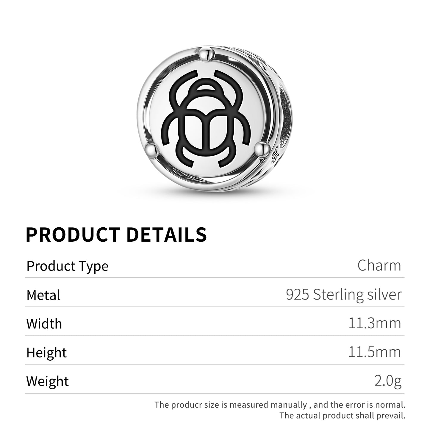 925 Sterling Silver Egyptian Khepra Charms For Bracelets & Necklaces Pendants Beads Jewelry Fit Pan Bracelet Charm Ethnic Cultural Symbols Gifts For Women