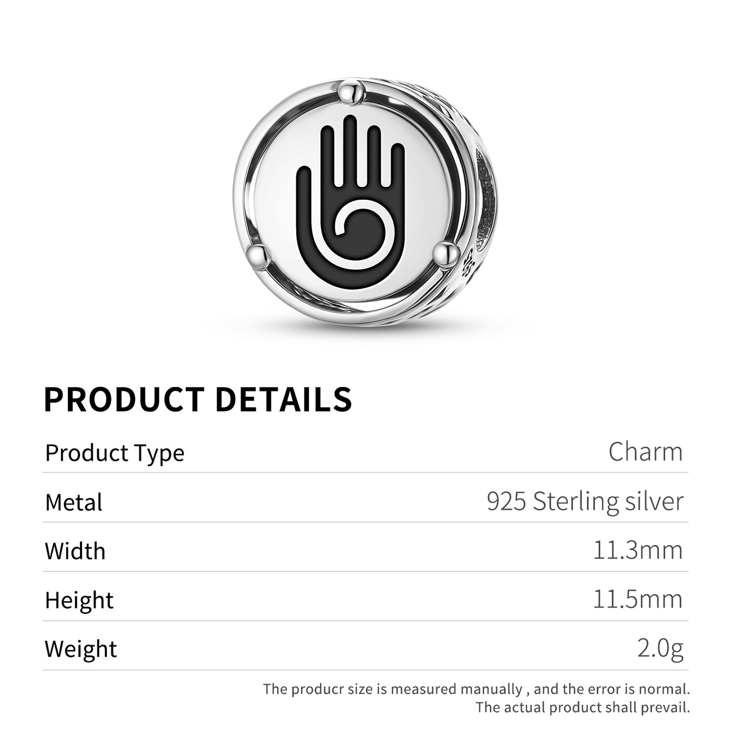 925 Sterling Silver Hopi Healing Hand Charms For Bracelets & Necklaces Pendants Beads Jewelry Fit Pan Bracelet Charm Ethnic Cultural Symbols Gifts For Women