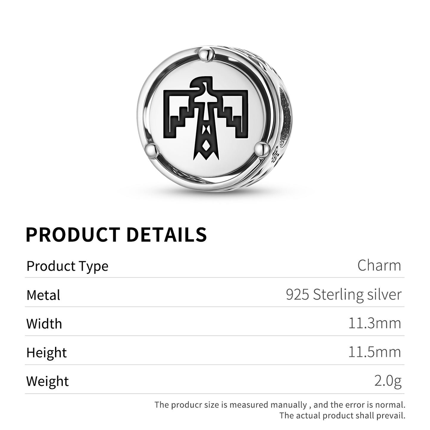 925 Sterling Silver Lakota Sioux Thunderbird Charms For Bracelets & Necklaces Pendants Beads Jewelry Fit Pan Bracelet Charm Ethnic Cultural Symbols Gifts For Women