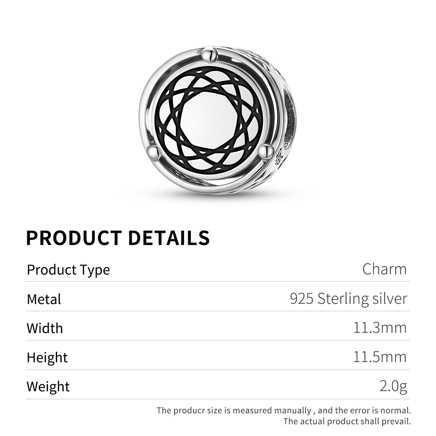 925 Sterling Silver Crop Circles Torus Charms For Bracelets & Necklaces Pendants Beads Jewelry Fit Pan Bracelet Charm Ethnic Cultural Symbols Gifts For Women