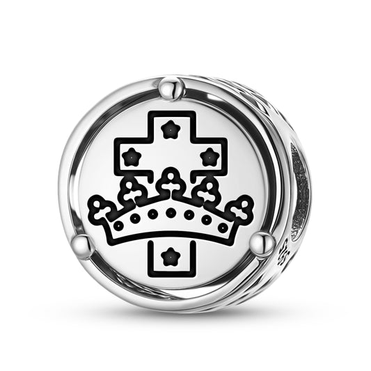 925 Sterling Silver Templar The Crown And The Cross Charms For Bracelets & Necklaces Pendants Beads Jewelry Fit Pan Bracelet Charm Ethnic Cultural Symbols Gifts For Women