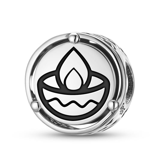925 Sterling Silver Hindu Diwali Charms For Bracelets & Necklaces Pendants Beads Jewelry Fit Pan Bracelet Charm Ethnic Cultural Symbols Gifts For Women
