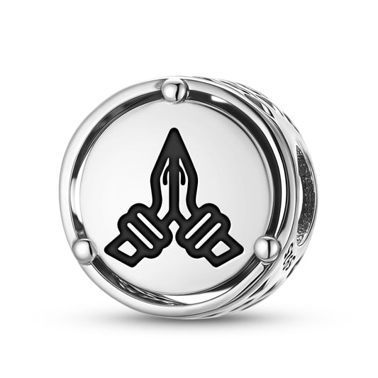 925 Sterling Silver Hindu Namaste Charms For Bracelets & Necklaces Pendants Beads Jewelry Fit Pan Bracelet Charm Ethnic Cultural Symbols Gifts For Women