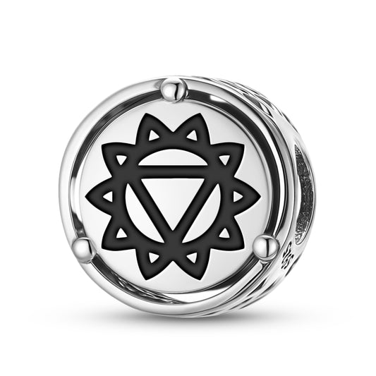 925 Sterling Silver Chakra Solar Plexus Charms For Bracelets & Necklaces Pendants Beads Jewelry Fit Pan Bracelet Charm Ethnic Cultural Symbols Gifts For Women