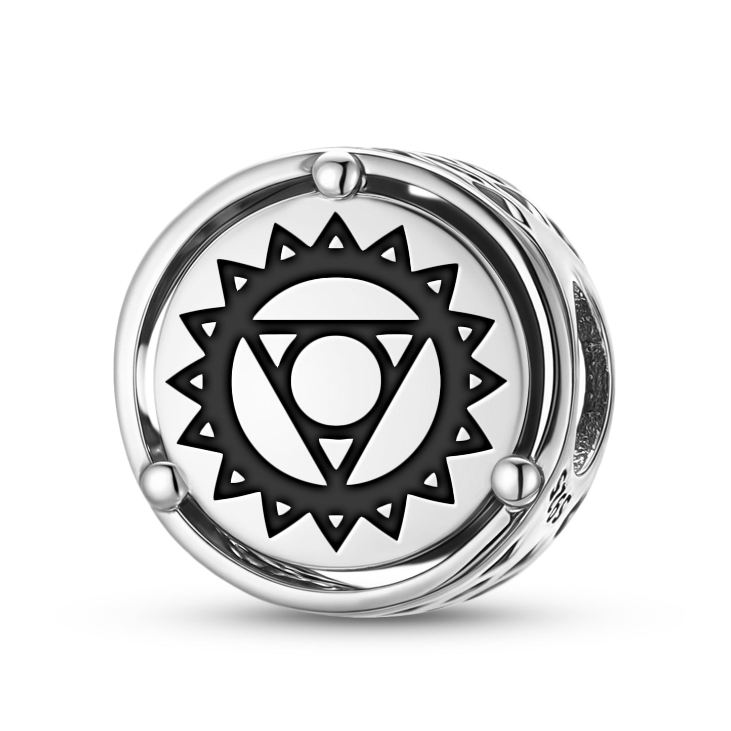 925 Sterling Silver Chakra Throat Charms For Bracelets & Necklaces Pendants Beads Jewelry Fit Pan Bracelet Charm Ethnic Cultural Symbols Gifts For Women