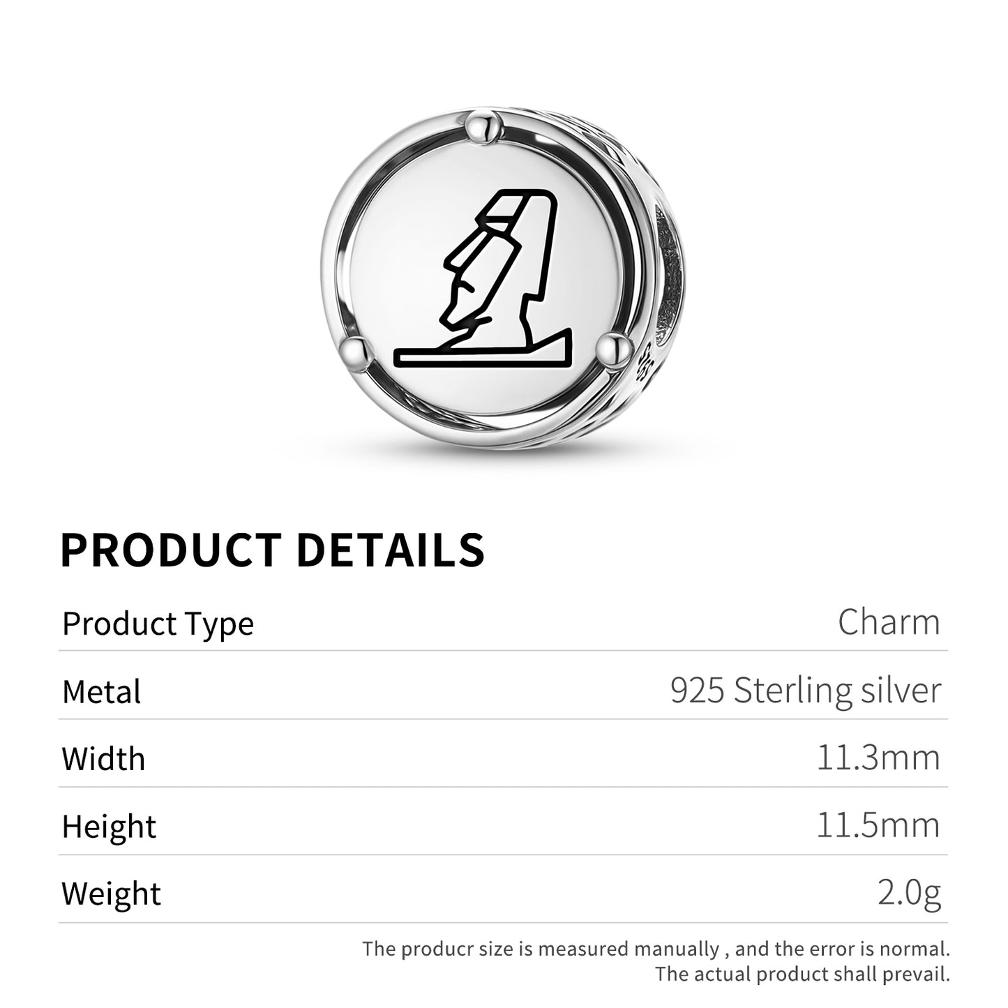 925 Sterling Silver Easter Island Rapa Nui Moai Statue Charms For Bracelets & Necklaces Pendants Beads Jewelry Fit Pan Bracelet Charm Ethnic Cultural Symbols Gifts For Women