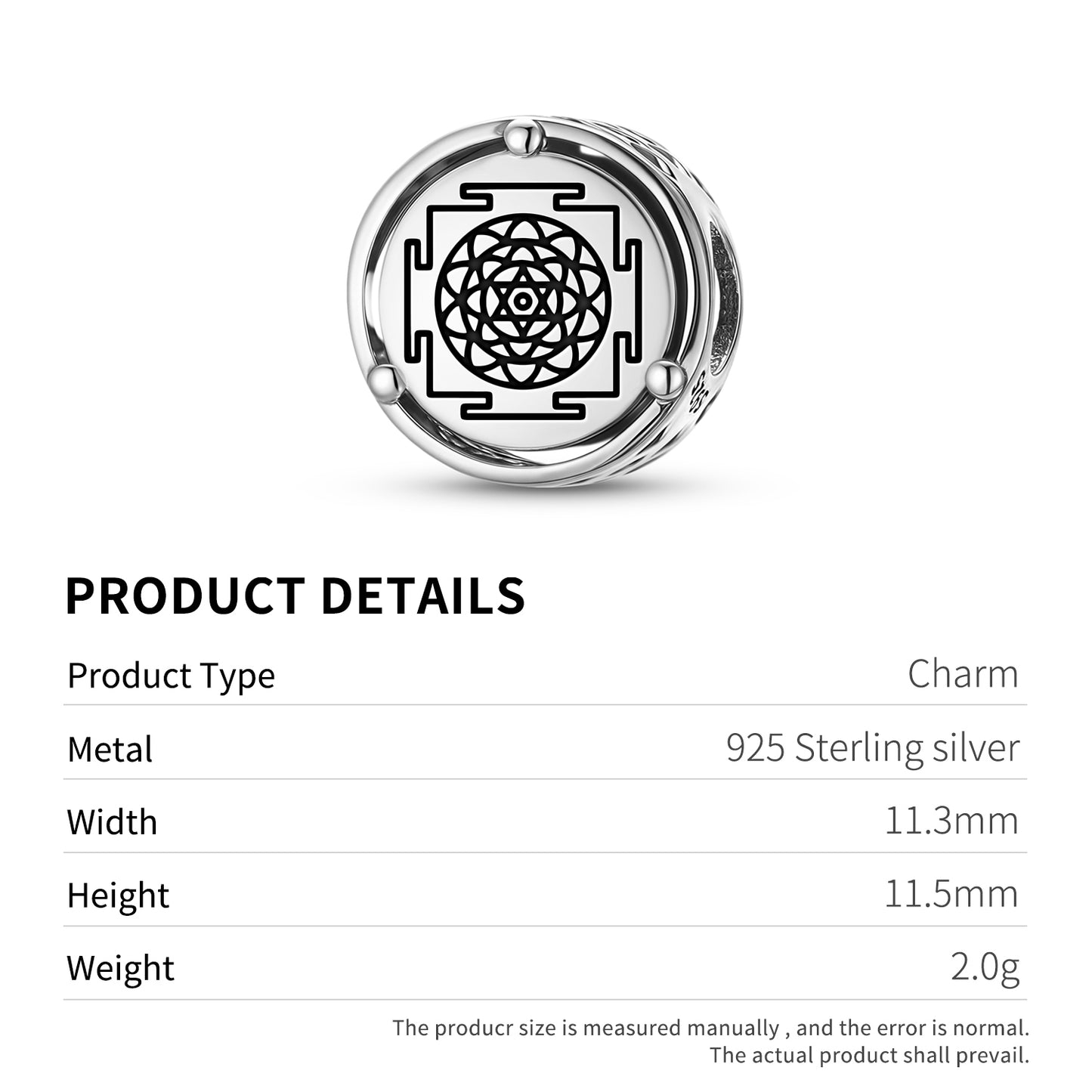 925 Sterling Silver Yantra Surya Yantra Charms For Bracelets & Necklaces Pendants Beads Jewelry Fit Pan Bracelet Charm Ethnic Cultural Symbols Gifts For Women
