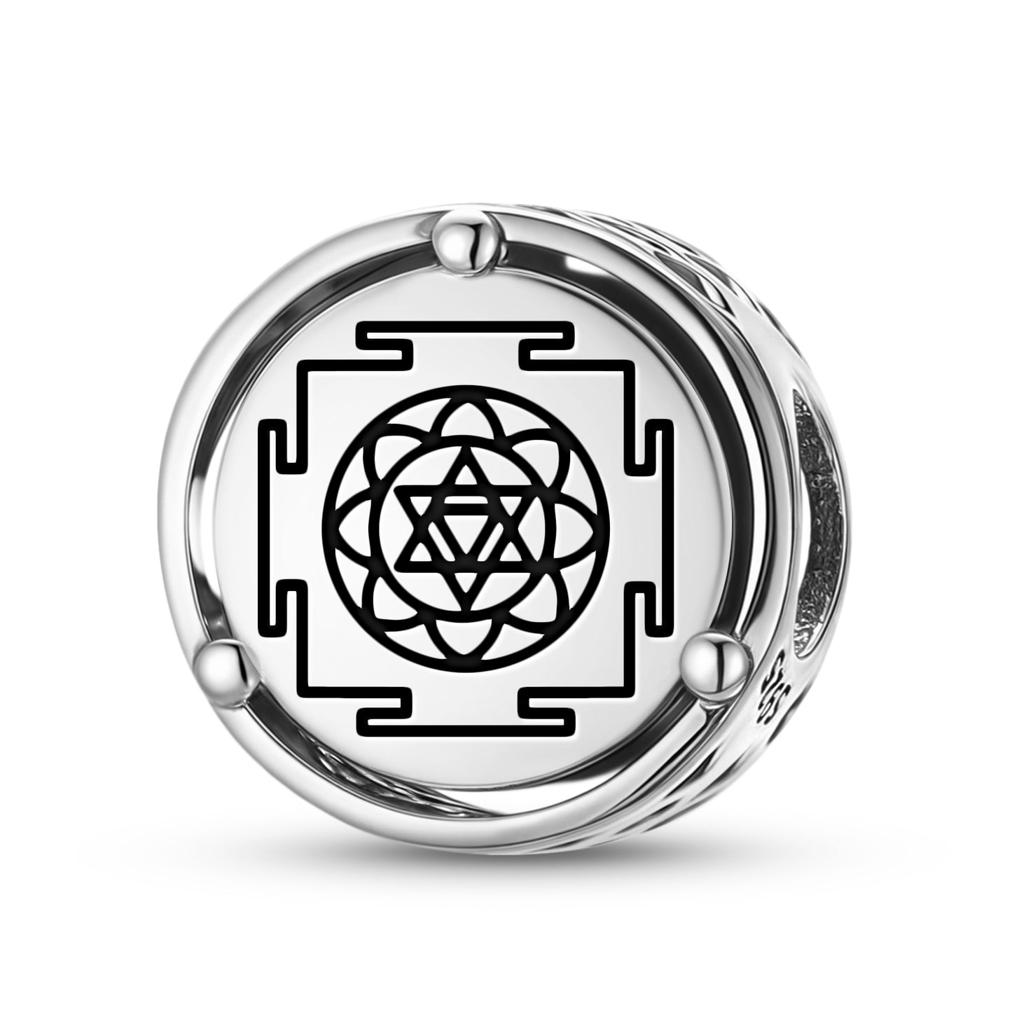 925 Sterling Silver Yantra Mahamrityunjay Yantra Charms For Bracelets & Necklaces Pendants Beads Jewelry Fit Pan Bracelet Charm Ethnic Cultural Symbols Gifts For Women