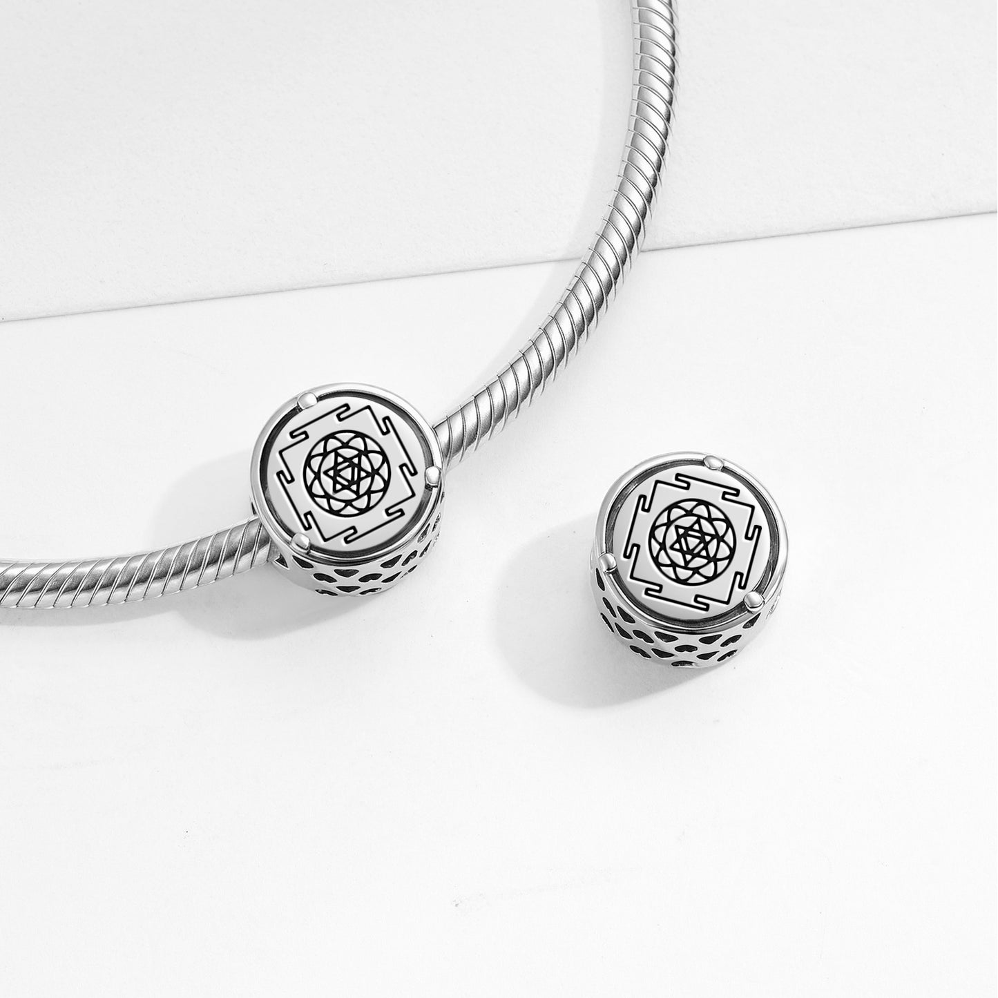 925 Sterling Silver Yantra Mahamrityunjay Yantra Charms For Bracelets & Necklaces Pendants Beads Jewelry Fit Pan Bracelet Charm Ethnic Cultural Symbols Gifts For Women