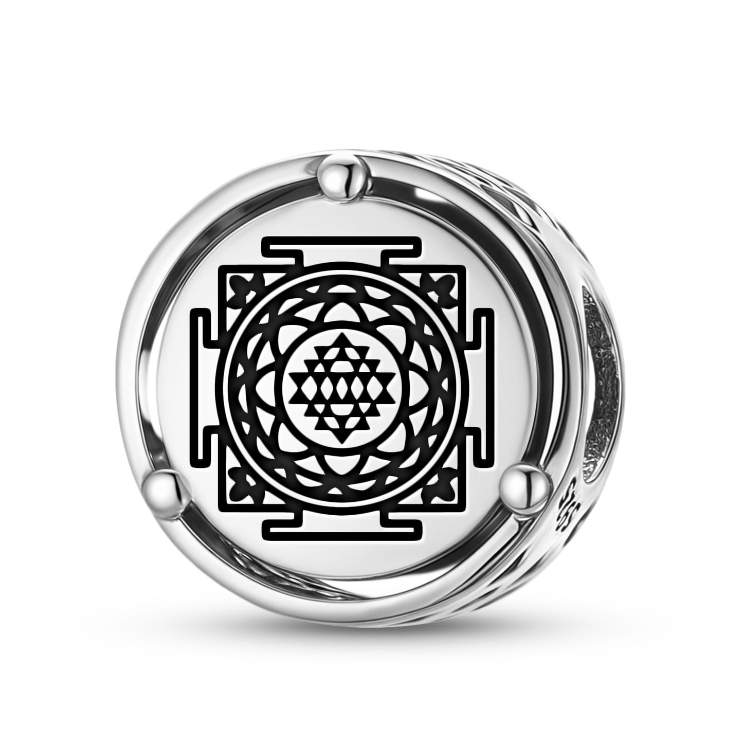 925 Sterling Silver Yantra Mahalaxmi Yantra Charms For Bracelets & Necklaces Pendants Beads Jewelry Fit Pan Bracelet Charm Ethnic Cultural Symbols Gifts For Women