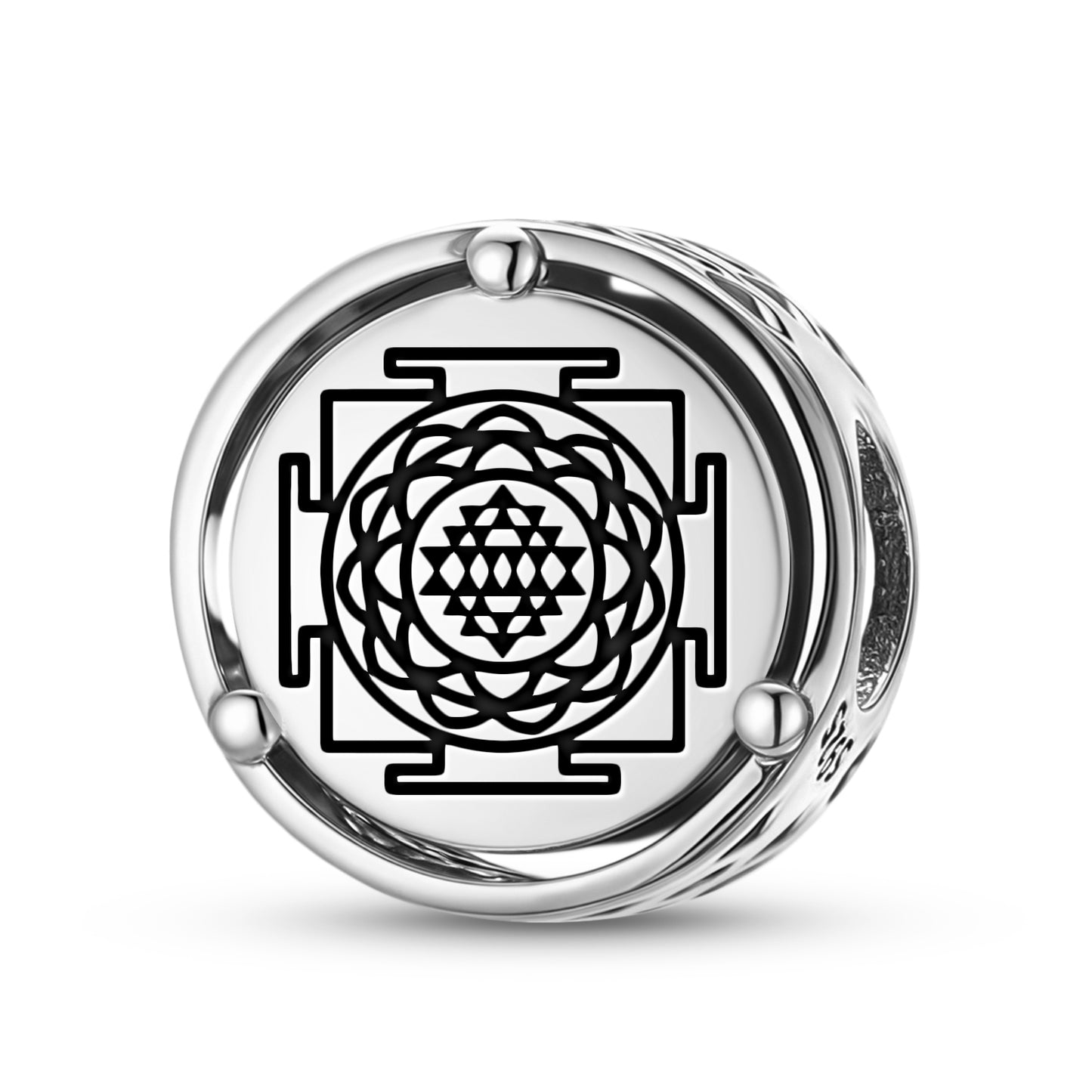925 Sterling Silver Yantra Sri Yantra Charms For Bracelets & Necklaces Pendants Beads Jewelry Fit Pan Bracelet Charm Ethnic Cultural Symbols Gifts For Women