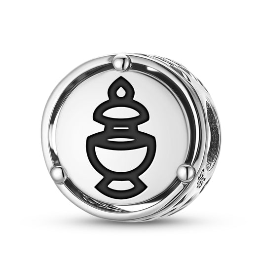 925 Sterling Silver Ashtamangala Kumbha – Treasure Vase Charms For Bracelets & Necklaces Pendants Beads Jewelry Fit Pan Bracelet Charm Ethnic Cultural Symbols Gifts For Women