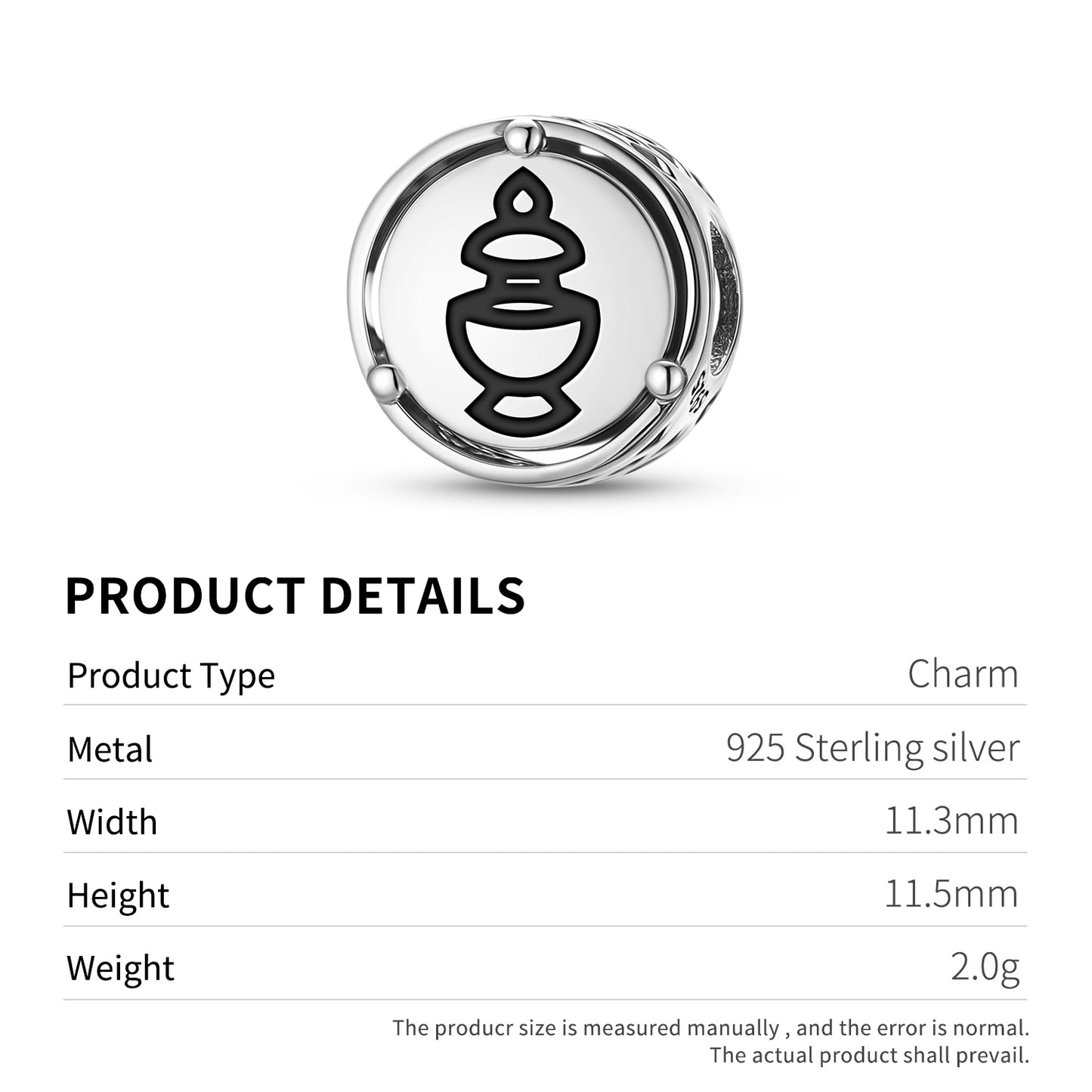 925 Sterling Silver Ashtamangala Kumbha – Treasure Vase Charms For Bracelets & Necklaces Pendants Beads Jewelry Fit Pan Bracelet Charm Ethnic Cultural Symbols Gifts For Women