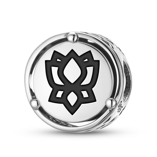 925 Sterling Silver Ashtamangala Padme – Lotus Charms For Bracelets & Necklaces Pendants Beads Jewelry Fit Pan Bracelet Charm Ethnic Cultural Symbols Gifts For Women