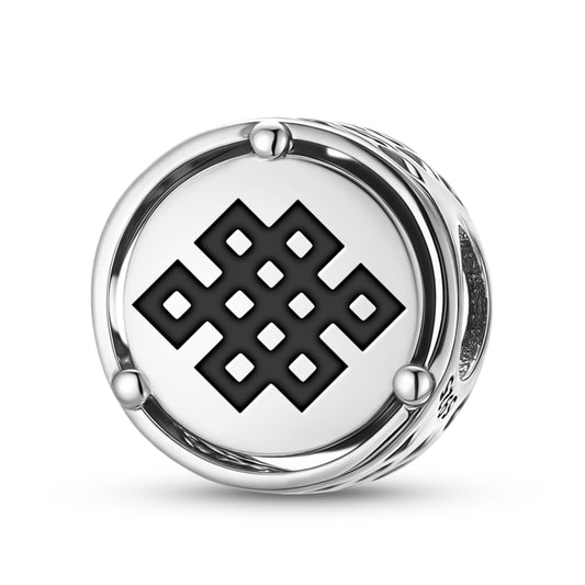 925 Sterling Silver Ashtamangala Shrivatsa – Endless Knot Charms For Bracelets & Necklaces Pendants Beads Jewelry Fit Pan Bracelet Charm Ethnic Cultural Symbols Gifts For Women