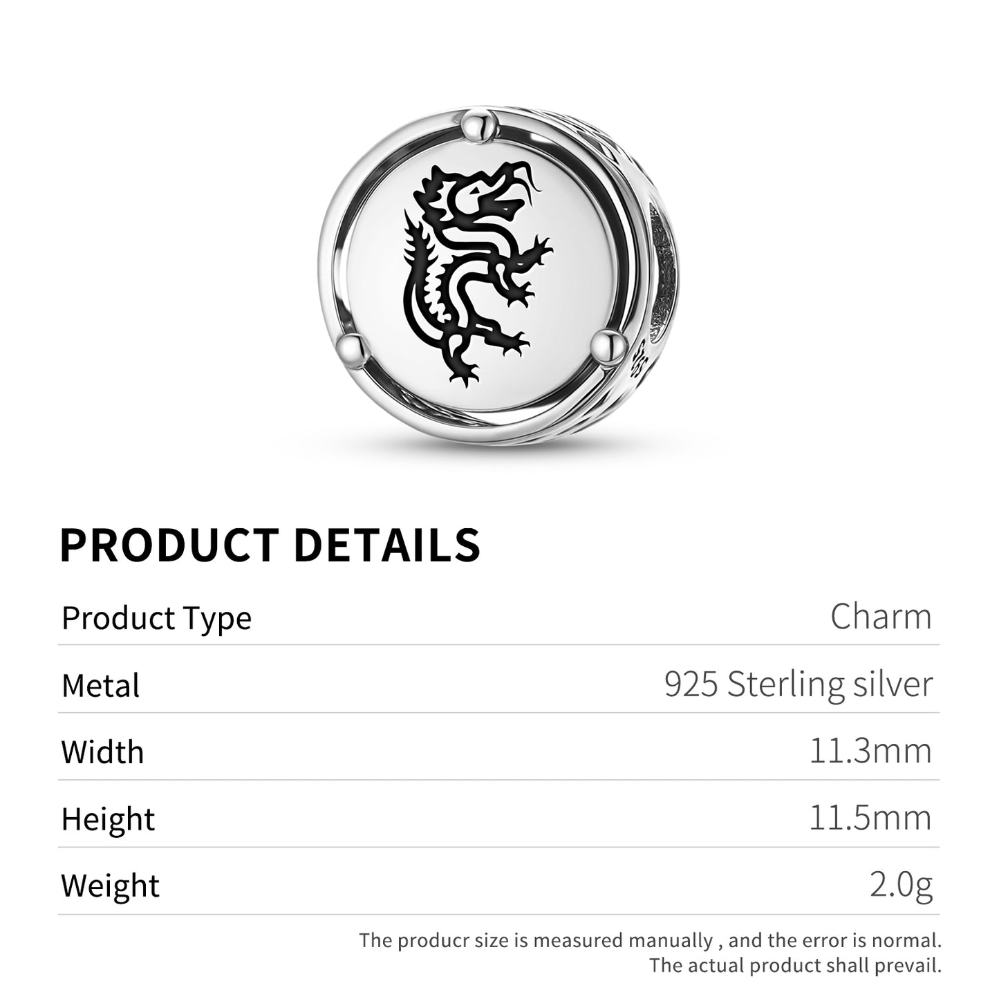 925 Sterling Silver Chinese Panlong Dragon Charms For Bracelets & Necklaces Pendants Beads Jewelry Fit Pan Bracelet Charm Ethnic Cultural Symbols Gifts For Women