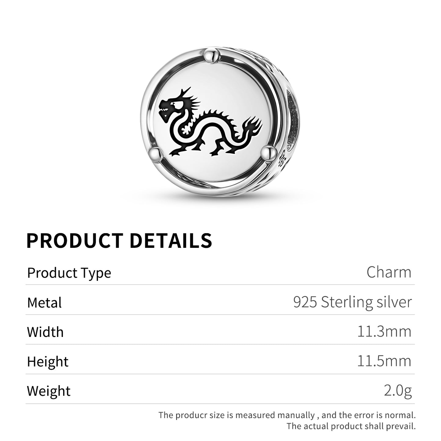 925 Sterling Silver Chinese Qiulong Dragon Charms For Bracelets & Necklaces Pendants Beads Jewelry Fit Pan Bracelet Charm Ethnic Cultural Symbols Gifts For Women
