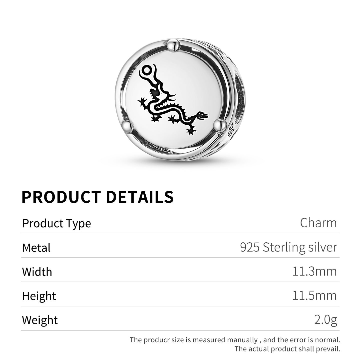 925 Sterling Silver Chinese Fucanglong Dragon Charms For Bracelets & Necklaces Pendants Beads Jewelry Fit Pan Bracelet Charm Ethnic Cultural Symbols Gifts For Women