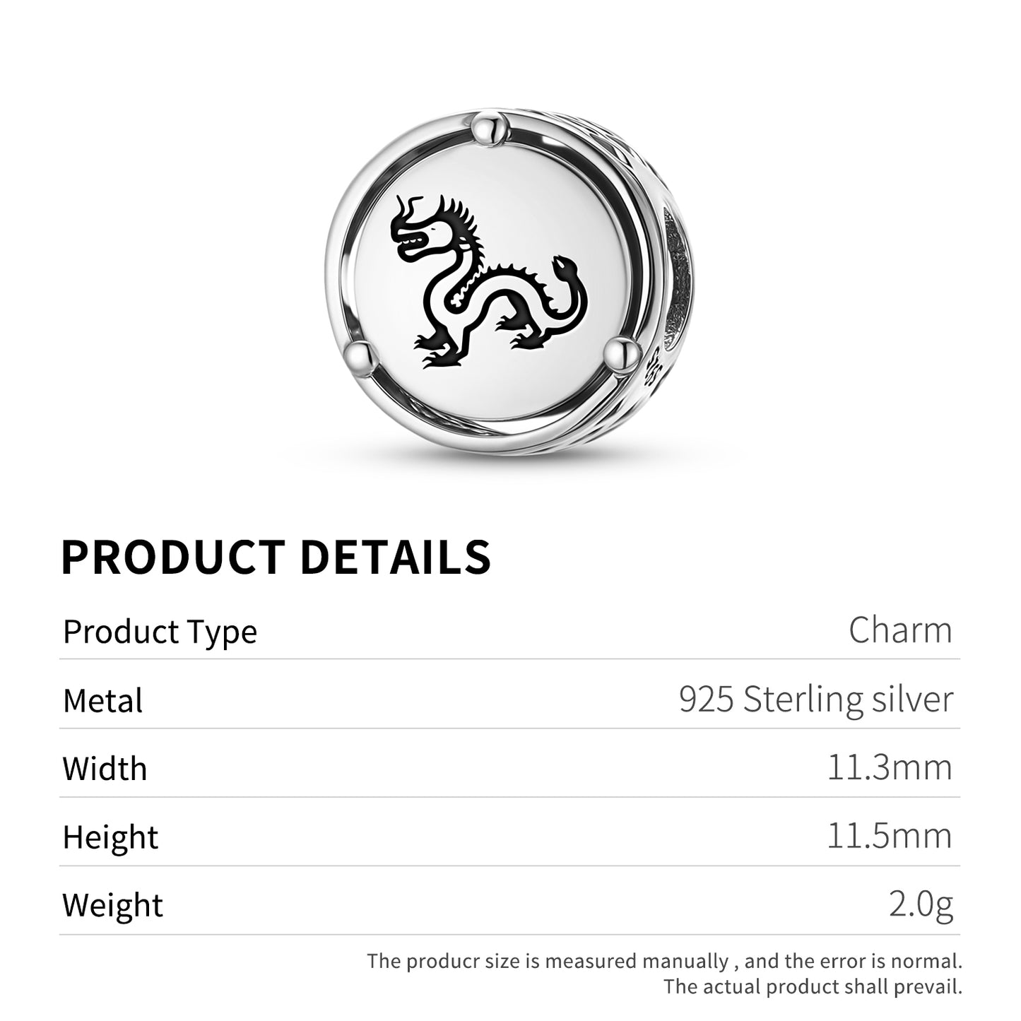 925 Sterling Silver Chinese Shenlong Dragon Charms For Bracelets & Necklaces Pendants Beads Jewelry Fit Pan Bracelet Charm Ethnic Cultural Symbols Gifts For Women