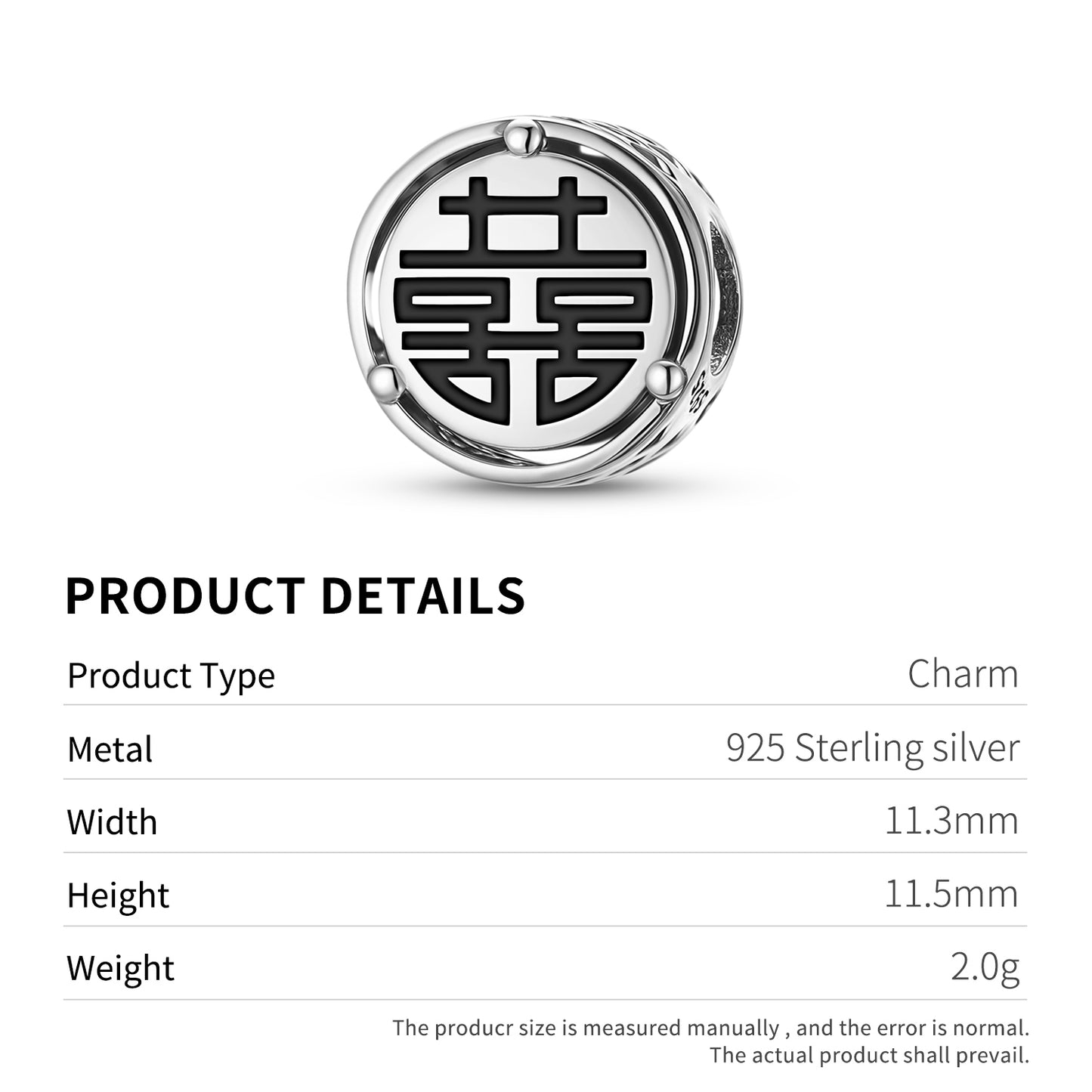 925 Sterling Silver Chinese Shuāngxǐ – Double Happiness Charms For Bracelets & Necklaces Pendants Beads Jewelry Fit Pan Bracelet Charm Ethnic Cultural Symbols Gifts For Women